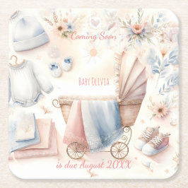 Niedlich kommende Ankündigung Einladung Rechteckiger Pappuntersetzer