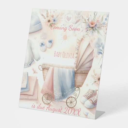 Niedlich kommende Ankündigung Einladung Sockelschild (Vorderseite)