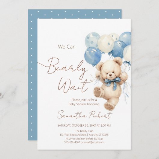 Niedlich können wir Babydusche frühzeitig abwarten Einladung (Vorne/Hinten)