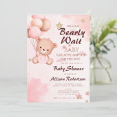 Niedlich können wir frühzeitig auf die Pink Girl B Einladung (Stehend Vorderseite)