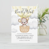 Niedlich können wir frühzeitig warten Gelb-Ballon- Einladung (Stehend Vorderseite)