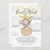 Niedlich können wir frühzeitig warten Gelb-Ballon- Einladung (Vorne/Hinten)