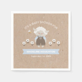 Niedlich Kraft Blue Lamb Boy Babydusche Napkin Serviette