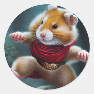 niedlich Kungfu Hamster Runder Aufkleber
