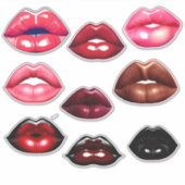 Niedlich Küssen von Lippen, rosa-rot-braun-schwarz Aufkleber (Vorderseite)