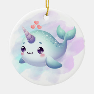 Niedlich/küste/nautische Narwale Keramik Ornament