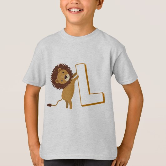 Niedlich L For Lion - Kids English ABCD Alphabet T-Shirt (Vorderseite)