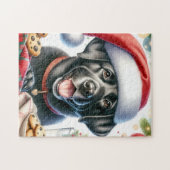 Niedlich Labrador Retriever Santa Dog Weihnachten Puzzle (Horizontal)