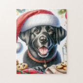 Niedlich Labrador Retriever Santa Dog Weihnachten Puzzle (Vertikal)