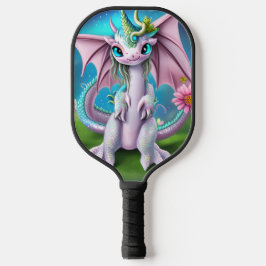 Niedlich Lächeln Baby Dragon mit Blume Poster Pickleball Schläger
