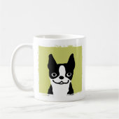Niedlich Lächeln Boston Terrier Cartoon Dog Kaffeetasse (Links)