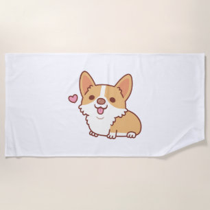 Niedlich Lächeln Corgi Hund Strandtuch
