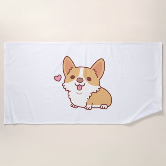 Niedlich Lächeln Corgi Hund Strandtuch (Vorderseite)