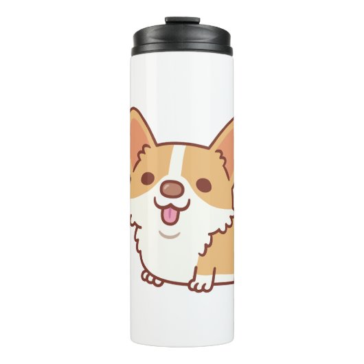 Niedlich Lächeln Corgi Hund Thermosbecher (Vorderseite)