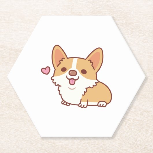 Niedlich Lächeln Corgi Hund Untersetzer (Vorderseite)