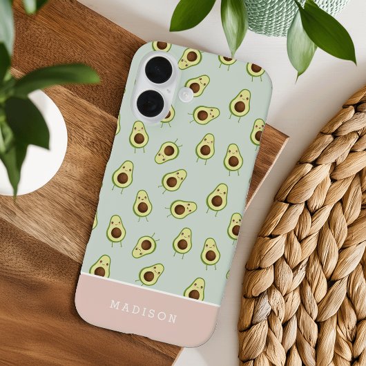 Niedlich Lächeln Kawaii Avocado Muster Personalisi Case-Mate iPhone Hülle