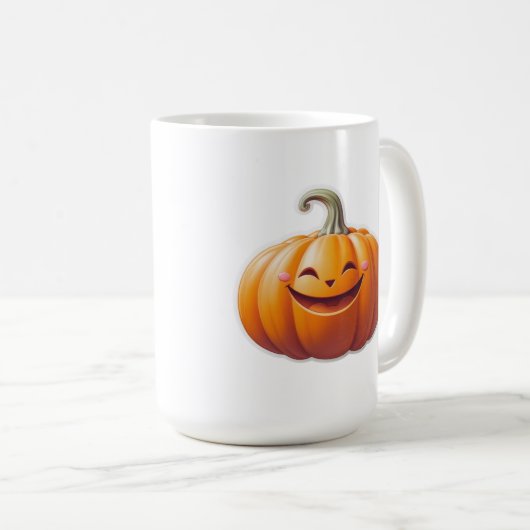 Niedlich Lächeln Pumpkin - Fun Fall Charakter Kaffeetasse (VorderseiteRechts)