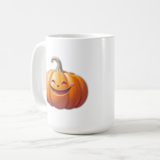 Niedlich Lächeln Pumpkin - Fun Fall Charakter Kaffeetasse (Vorderseite Links)