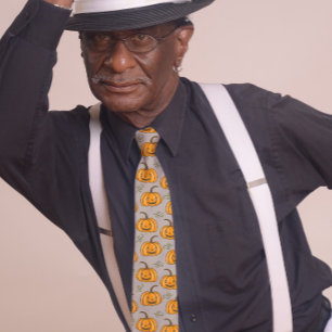 Niedlich Lächeln Pumpkins Halloween Grau Krawatte