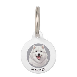 Niedlich Lächeln Samoyed Hund Haustiermarke
