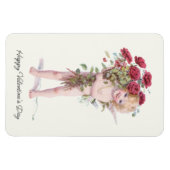 Niedlich Lächeln Vintag Valentine Cupid mit Rose Magnet (Horizontal)