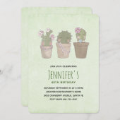 Niedlich Lächelnd Cactus Trio Watercolor Geburtsta Einladung (Vorne/Hinten)