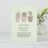 Niedlich Lächelnd Cactus Trio Watercolor Geburtsta Einladung (Stehend Vorderseite)