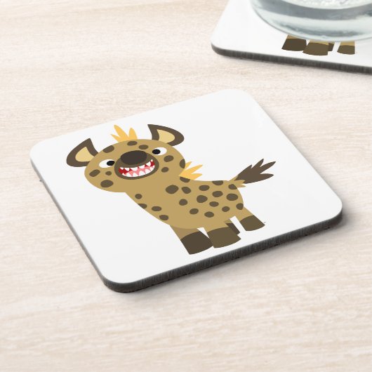 Niedlich Lächelnd Cartoon Hyena Untersetzer Set (Linke Seite)