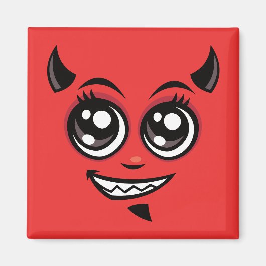 Niedlich lächelnd Cartoon Teufelskreis Magnet (Vorne)