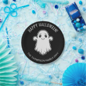Niedlich lächelnd Ghost glücklich Halloween Schwar Pappteller (Party)