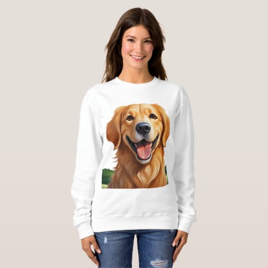 Niedlich lächelnd goldener Retriever Sweatshirt (Vorne ganz)