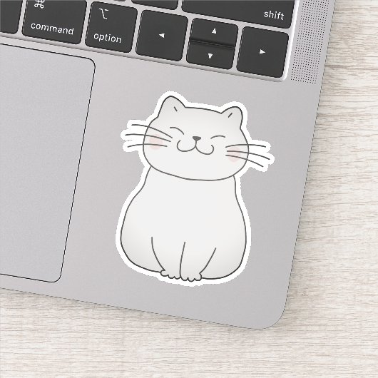 Niedlich lächelnd Katzenkätzchen Cartoon Zeichnend Aufkleber (Detail)