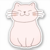 Niedlich Lächelnd rosa Katze Zeichnend Cartoon Aufkleber (Vorderseite)