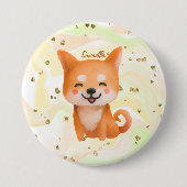 Niedlich lächelnd Shiba Inu Button (Vorderseite)