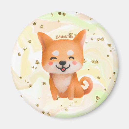 Niedlich lächelnd Shiba Inu Magnet (Vorne)