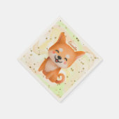 Niedlich lächelnd Shiba Inu Serviette (Ecke)