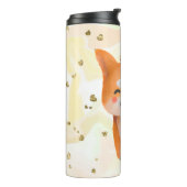 Niedlich lächelnd Shiba Inu Thermosbecher (Nach links gedreht)