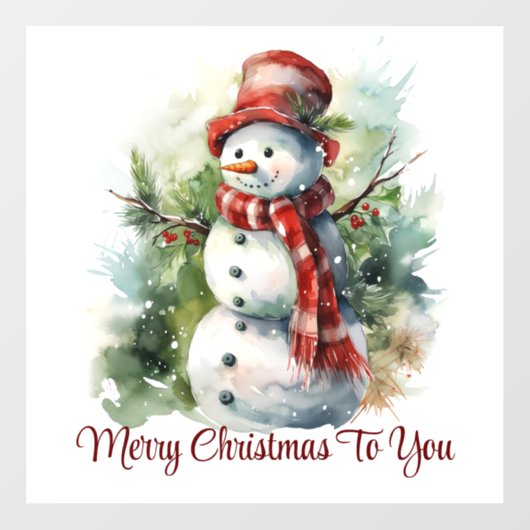 Niedlich Lächelnd Snowman Fensterklammer Fensteraufkleber (Blatt)