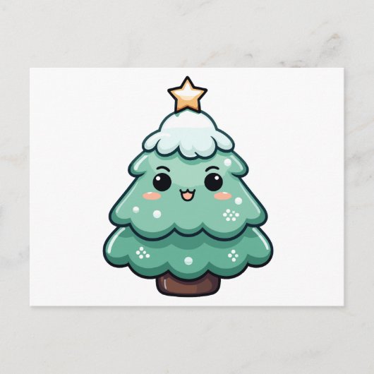 Niedlich lächelnd Weihnachtsbaum Illustration Feiertagspostkarte (Vorderseite)