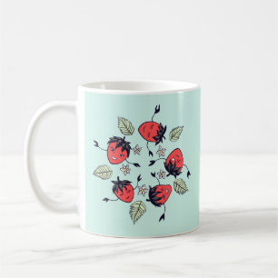 Niedlich Lächelnde Erdbeercharaktere Spaß Cartoon Kaffeetasse