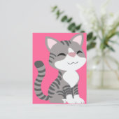Niedlich Lächelnde graue Tabby Katze Postkarte (Stehend Vorderseite)