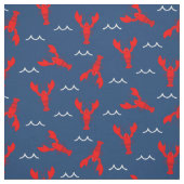 Niedlich lächelnde Hummer auf Navy Blue Stoff (Muster)