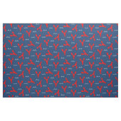 Niedlich lächelnde Hummer auf Navy Blue Stoff (Fat Quarter (45,7 x 55,9 cm))