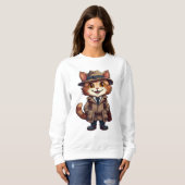 Niedlich lächelnde Katze Sweatshirt (Vorne ganz)