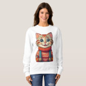 Niedlich lächelnde Katze Sweatshirt (Vorne ganz)