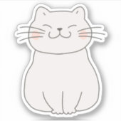 Niedlich Lächelnde Katze Zeichnend Aufkleber (Vorderseite)