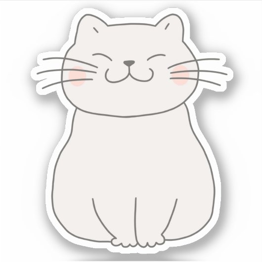 Niedlich Lächelnde Katze Zeichnend Aufkleber (Vorderseite)