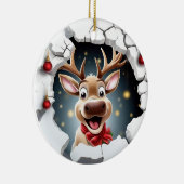 Niedlich lächelnde Rentiere durchbrechen Keramik Ornament (Rechts)