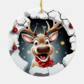 Niedlich lächelnde Rentiere durchbrechen Keramik Ornament (Hinten)