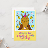 Niedlich Lächelnde Schnecke Süß Kleiner Geburtstag Karte (Vorderseite/Rückseite Beispiel)